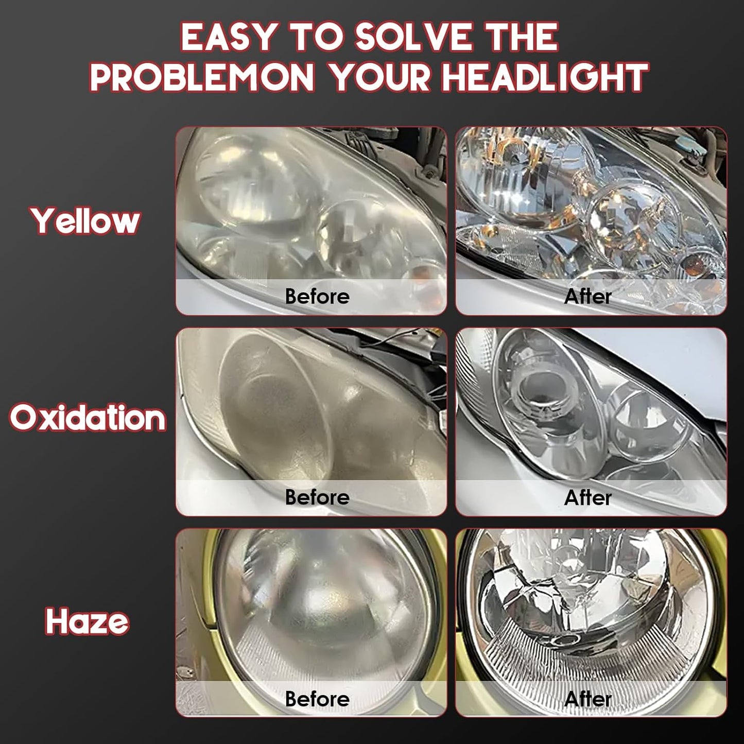 Automotive Headlamp Restoration Fluid Kit,Headlight Refurbishing Agent,2025 New Automotive Headlamp Restoration Fluid Oxidized Kit,Multifunctional Headlight Polishing for All Vehicle Types