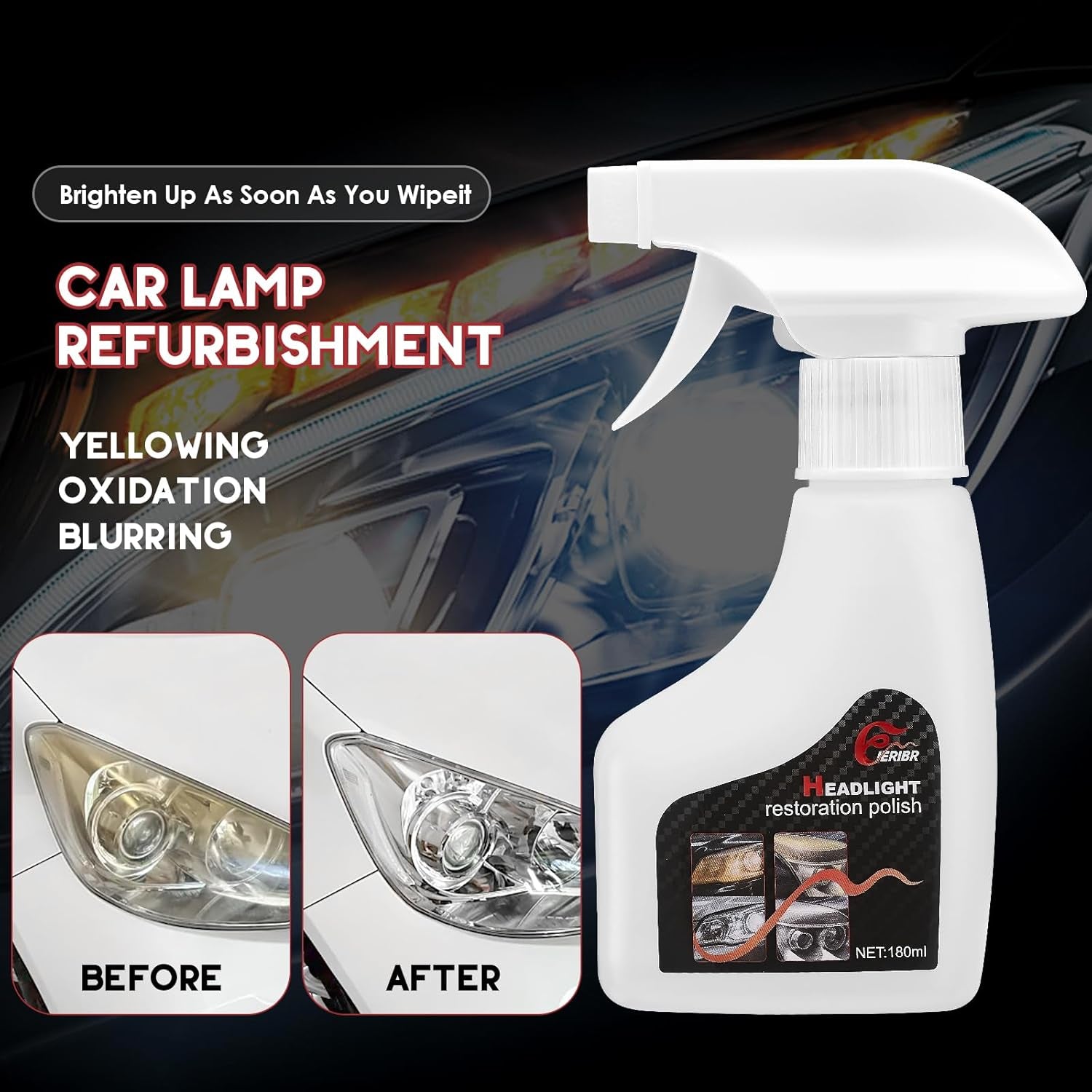 Automotive Headlamp Restoration Fluid Kit,Headlight Refurbishing Agent,2025 New Automotive Headlamp Restoration Fluid Oxidized Kit,Multifunctional Headlight Polishing for All Vehicle Types