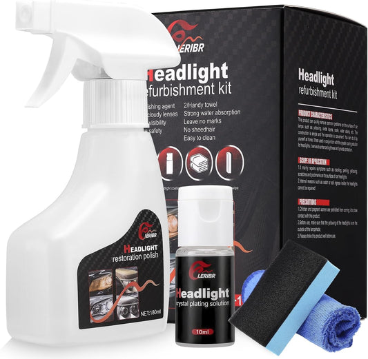 Automotive Headlamp Restoration Fluid Kit,Headlight Refurbishing Agent,2025 New Automotive Headlamp Restoration Fluid Oxidized Kit,Multifunctional Headlight Polishing for All Vehicle Types